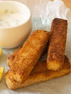 Plated Vegan Fish Sticks