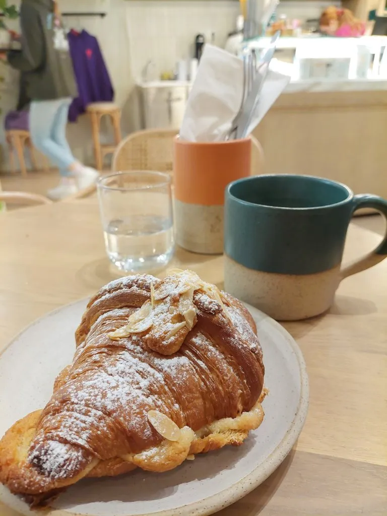 Vegan almond croissant from Holy Llama vegan restaurant in Athens Greece