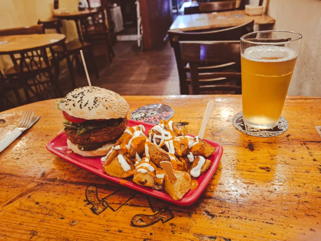 Vegan burger from Vegan Cat Bar in Barcelona