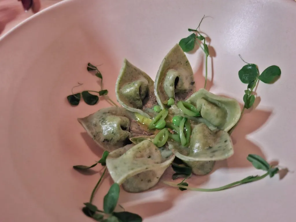 Vegan pea pasta from Fabrik in Austin TX