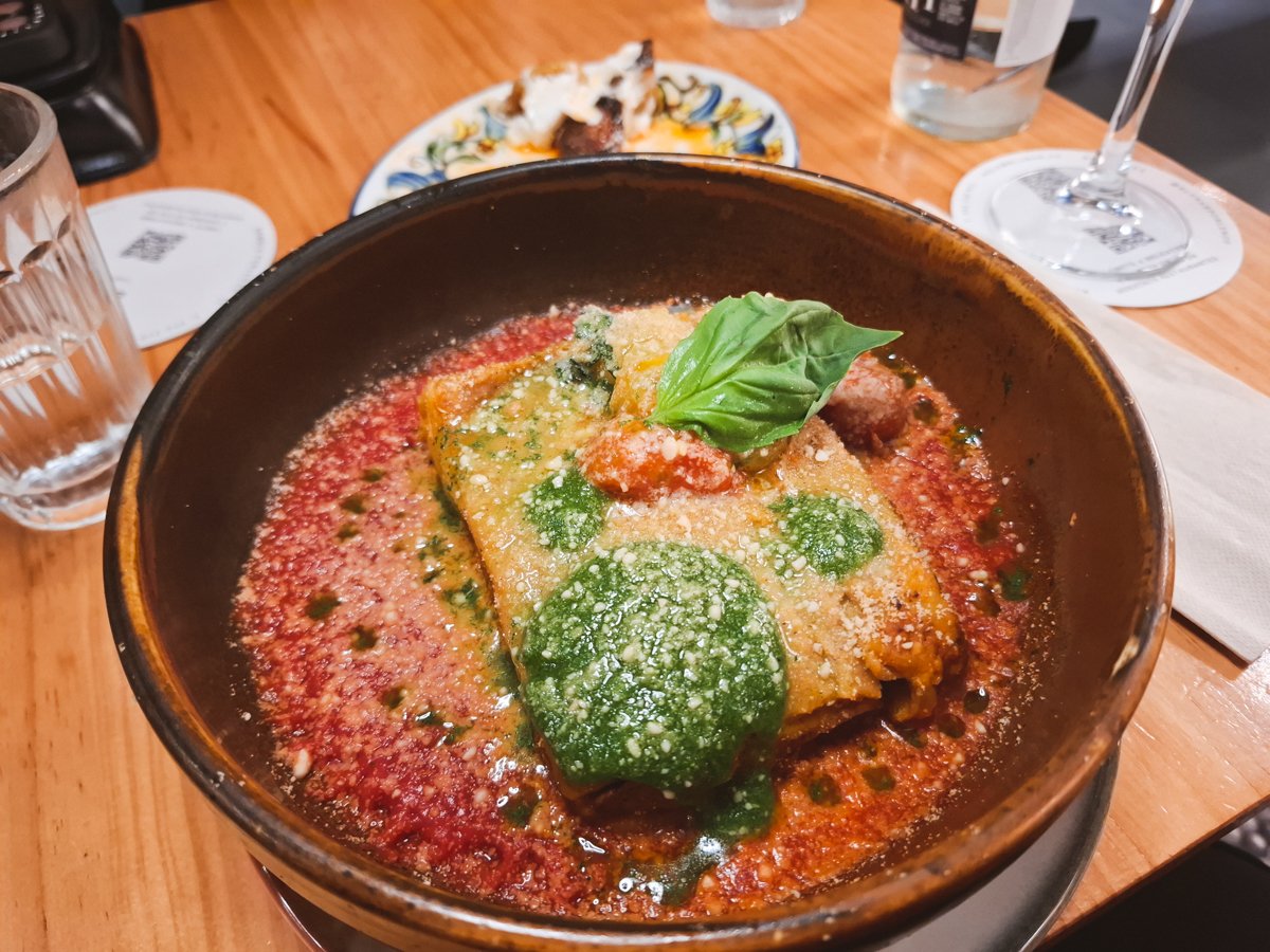 Vegan lasagna from Blu Bar in Barcelona