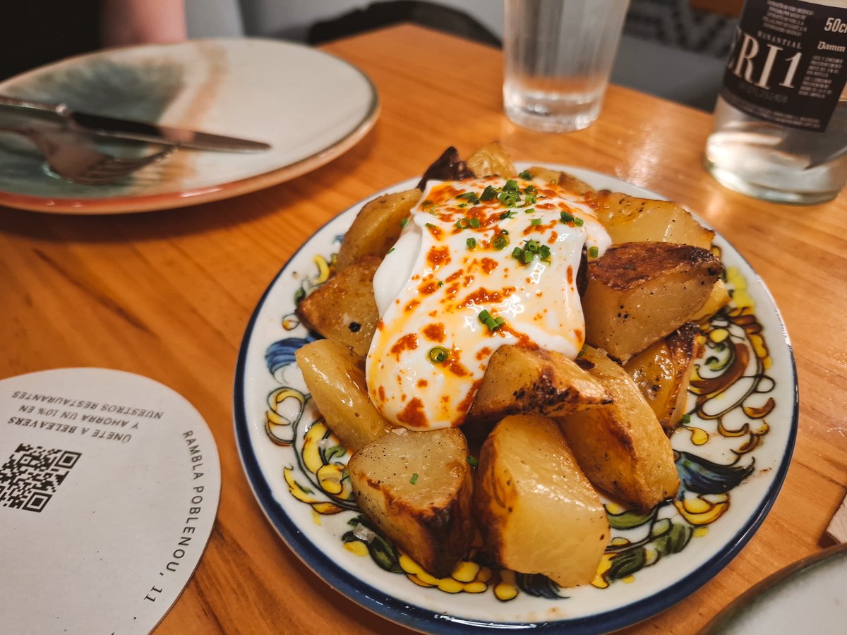 Vegan Patatas Bravas from Blu Bar in Barcelona