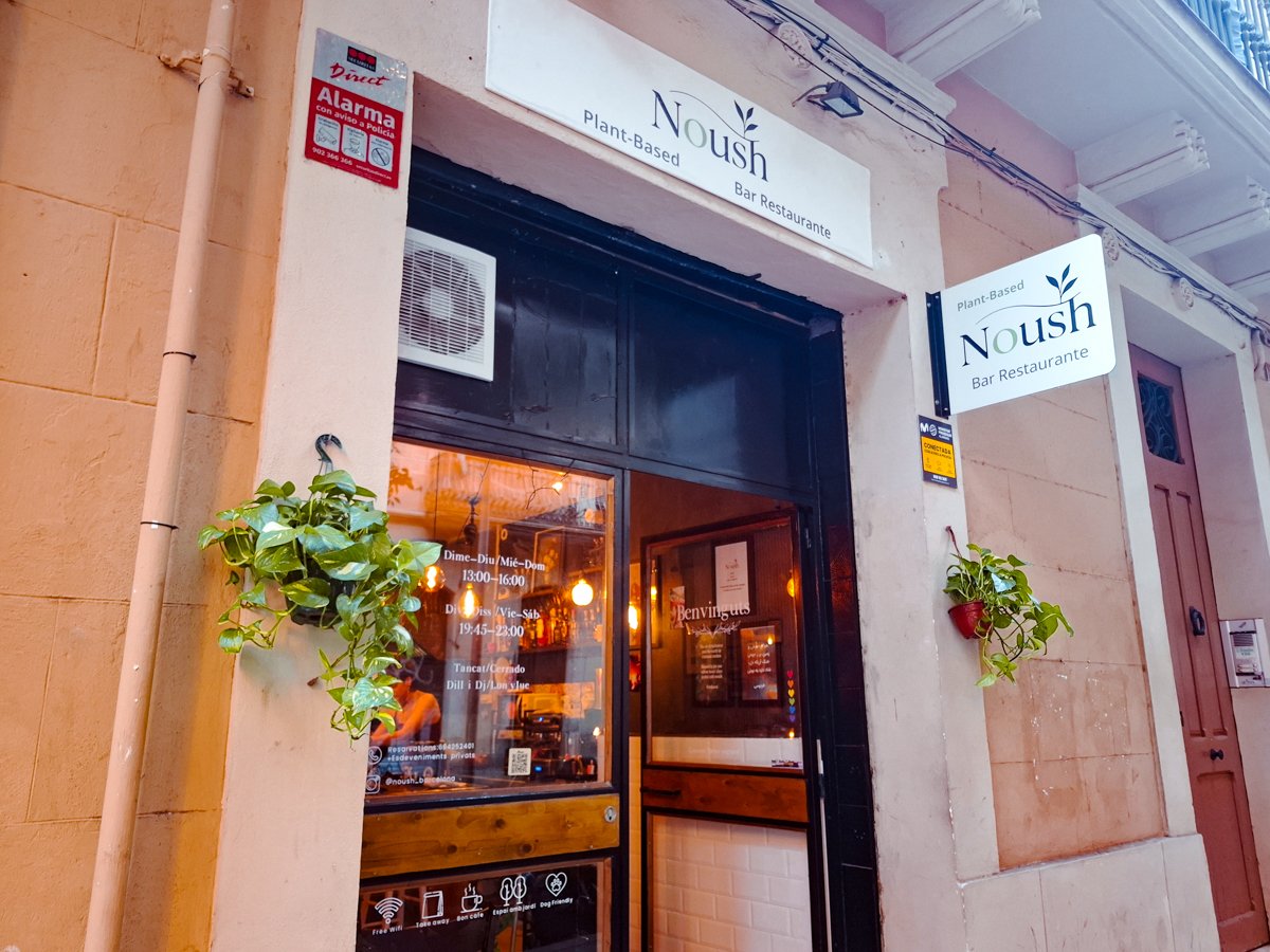 Exterior of Noush Vegan Restaurant in Barcelona